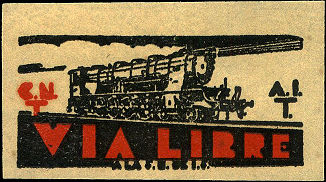 Espana Spain poster stamps vinetas CNT-AIT railway tramway tramvia